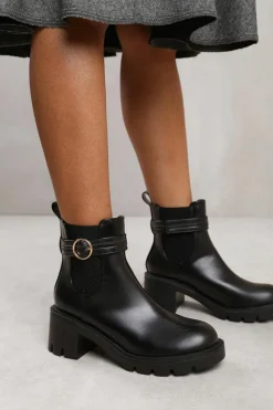 Chunky Boots|Ankle Boots*Where's That From Seena' Ankle Boot With Chunky Sole And Buckle Detail Black