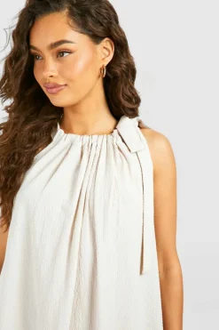 Smock Dresses*boohoo Seersucker Strappy Mini Dress stone