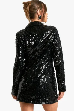 Blazer Dresses*boohoo Sequin Blazer Dress black