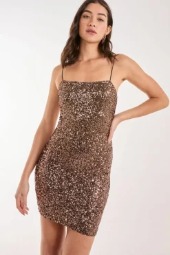 Cami Dresses*Pink Vanilla Sequin Cami Mini Dress Bronze