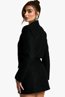 Blazer Dresses|Mini Dresses*boohoo Sequin Lace Blazer Dress black