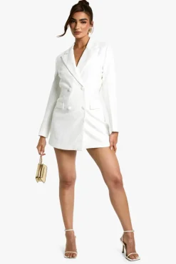 Blazer Dresses|Mini Dresses*boohoo Sequin Lace Blazer Dress white
