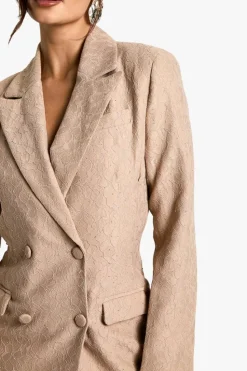 Blazer Dresses*boohoo Sequin Lace Blazer Dress nude