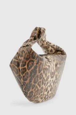 Handbags*boohoo Sequin Knot Detail Grab Bag leopard