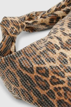 Handbags*boohoo Sequin Knot Detail Grab Bag leopard