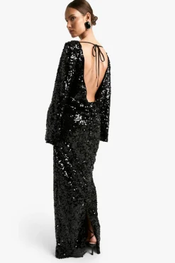 Maxi Dresses*boohoo Sequin Scoop Back Maxi Dress black