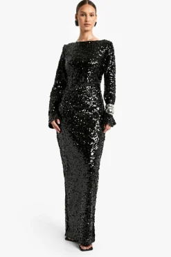 Maxi Dresses*boohoo Sequin Scoop Back Maxi Dress black