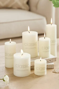 Candles & Diffusers|Candles*Living and Home Set of 6 European White Cylindrical Unscented Candles Ivory
