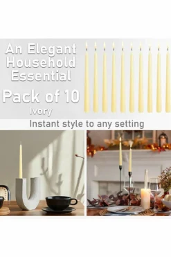 Candles & Diffusers|Candles*Deco Express Set Of 10 Taper Candles Beige