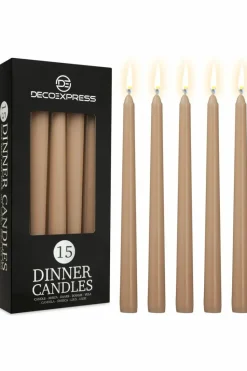 Candles & Diffusers|Candles*Deco Express Set of 15 Taper Candles Beige
