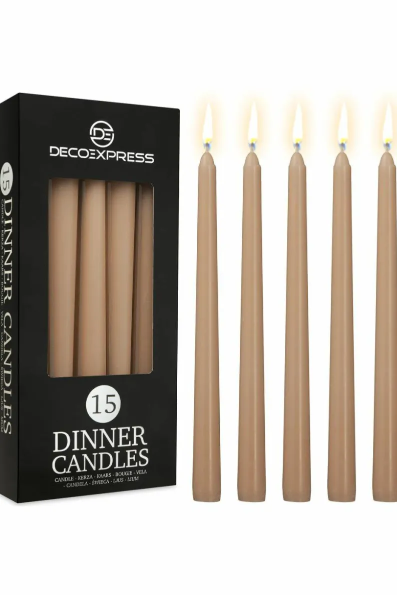 Candles & Diffusers|Candles*Deco Express Set of 15 Taper Candles Beige