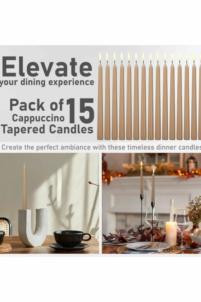 Candles & Diffusers|Candles*Deco Express Set of 15 Taper Candles Beige