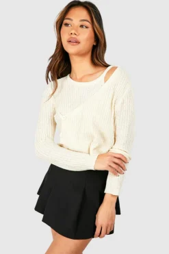 Cardigans*boohoo Sheer Asymmetric Cardigan ecru
