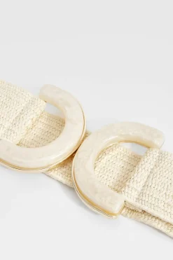 Belts*boohoo Shell Buckle Raffia Belt natural