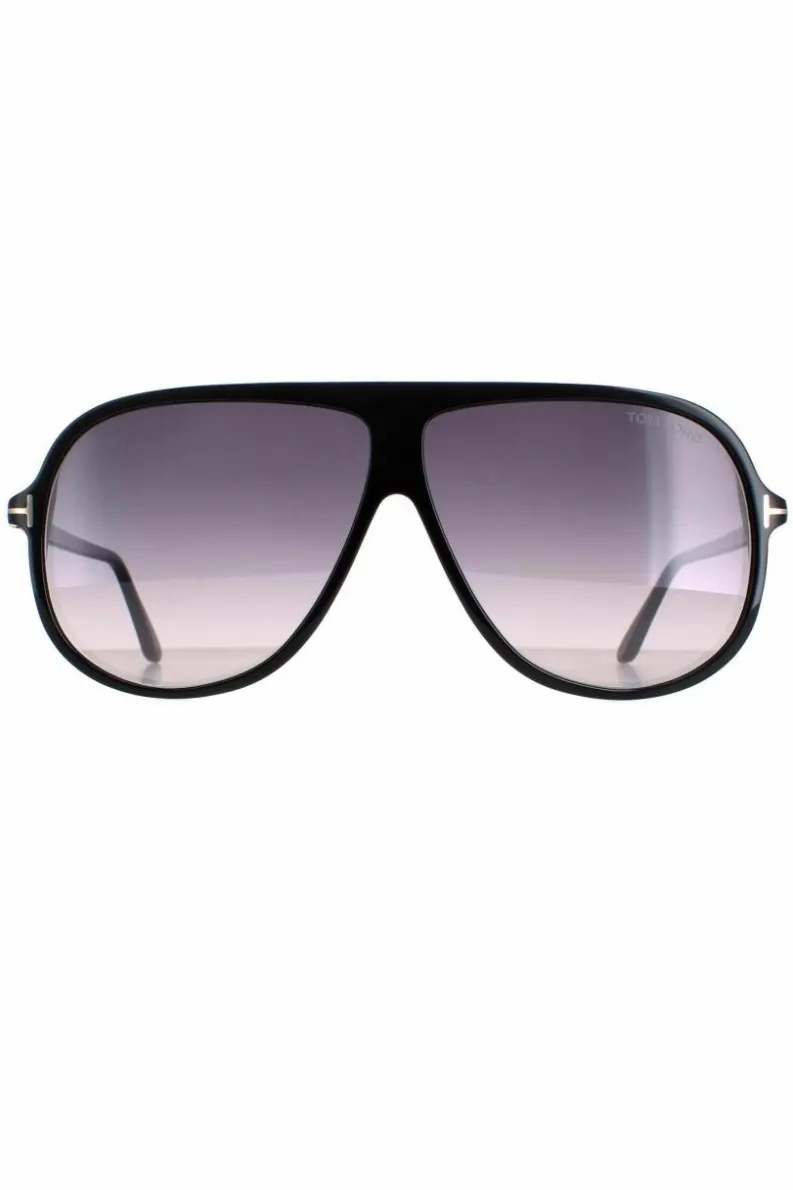 Sunglasses*Tom Ford Shield Shiny Smoke Gradient Spencer 02 FT0998 Black