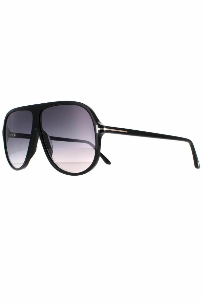 Sunglasses*Tom Ford Shield Shiny Smoke Gradient Spencer 02 FT0998 Black