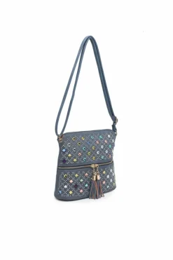 Cross-Body Bags|Handbags*Kitise Shiny Gems Studded Tassel Charm Crossbody Bag Black
