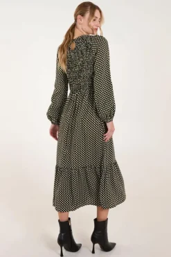 Midi Dresses*Blue Vanilla Shirred Front Midi Dress Khaki