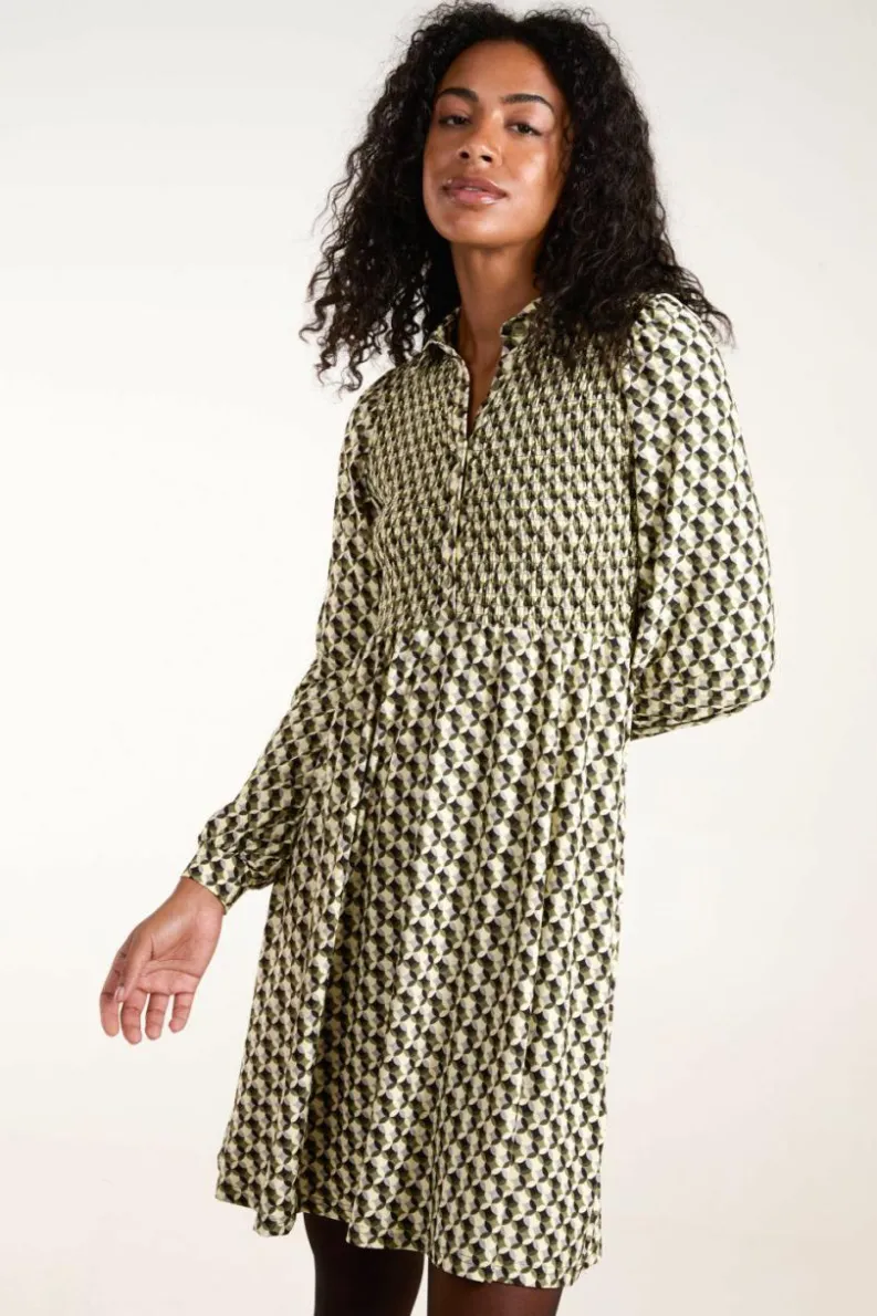 Shirt Dresses*Blue Vanilla Shirred Mini Shirt Dress Green