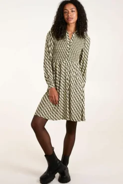Shirt Dresses*Blue Vanilla Shirred Mini Shirt Dress Green