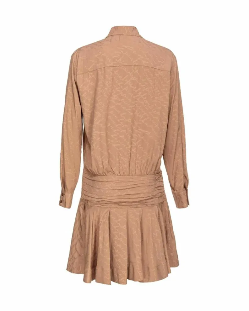 Shirt Dresses*PINKO Shirt Dress Aline Mini Dress Long Sleeve Beige