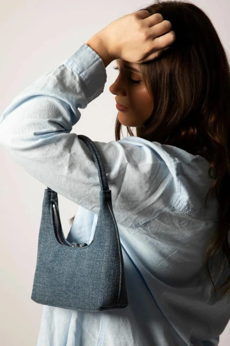 Shoulder Bags*SVNX Short Handle Denim Shoulder Bag Blue