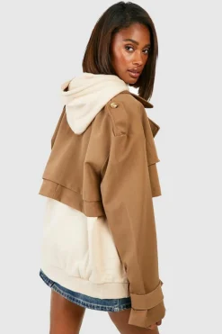 Up To 80% Off Winter Warmers|Trench Coats*boohoo Shoulder Pad Crop Trench Coat camel