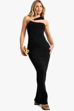 Maxi Dresses*boohoo Shoulder Snake Trim Detail Maxi Dress black