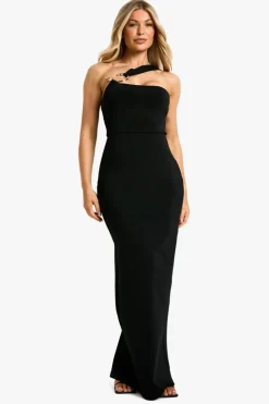 Maxi Dresses*boohoo Shoulder Snake Trim Detail Maxi Dress black