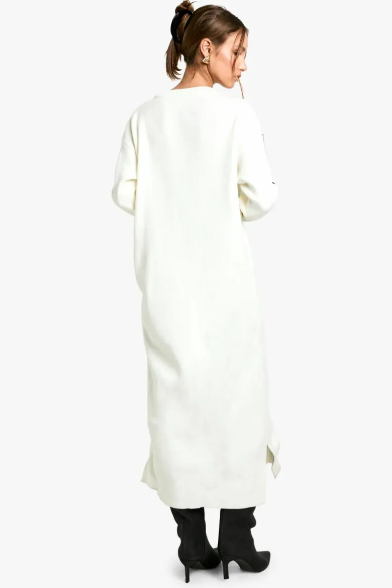 Jumper Dresses|Jumper Dresses*boohoo Side Stripe Knitted Dress cream