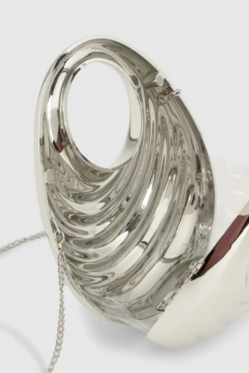 Handbags*boohoo Acrylic Curve Grab Bag silver