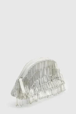 Handbags|Clutch Bags*boohoo Beaded Tassel Clutch Bag silver