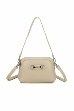 Cross-Body Bags|Handbags*Kitise Silver Buckle Style Small Crossbody Bag WIth Detachable Strap & Handle Beige