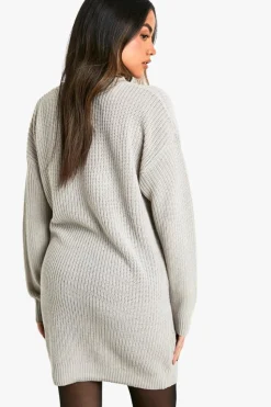 Jumper Dresses|Jumper Dresses*boohoo Crew Neck Jumper Dress silver