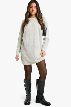 Jumper Dresses|Jumper Dresses*boohoo Crew Neck Jumper Dress silver