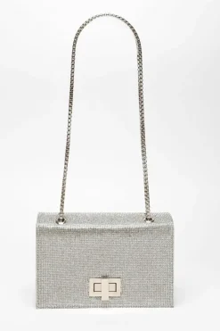Cross-Body Bags|Handbags*Quiz Diamante Cross Body Bag Silver
