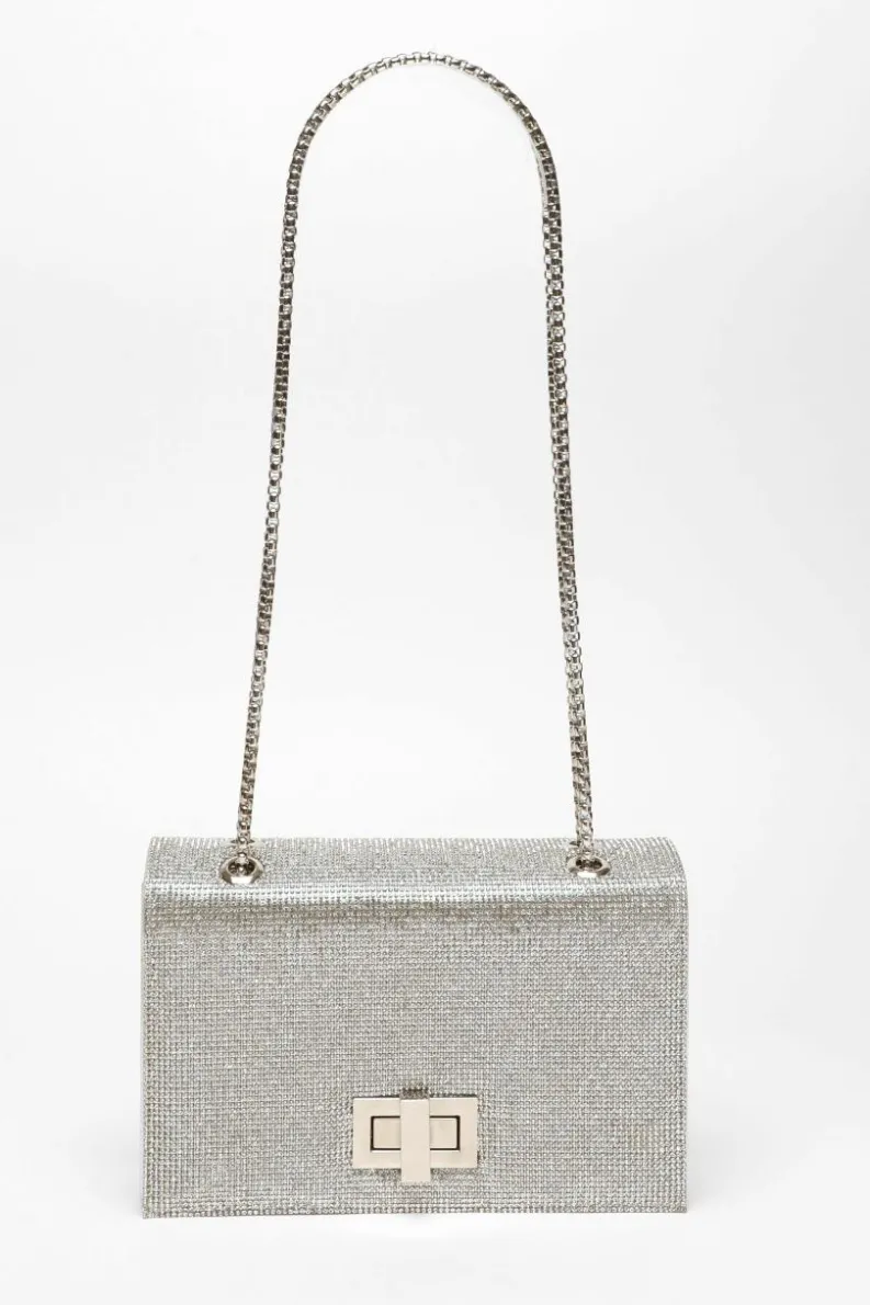 Cross-Body Bags|Handbags*Quiz Diamante Cross Body Bag Silver