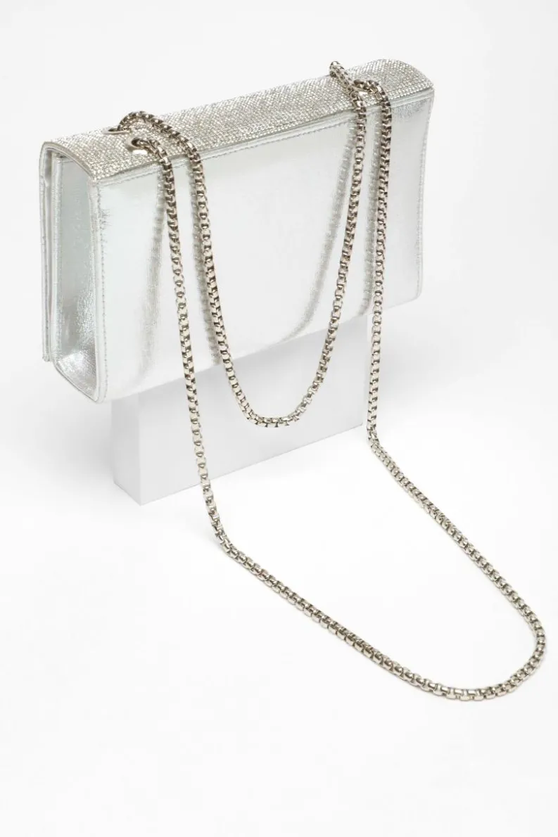 Cross-Body Bags|Handbags*Quiz Diamante Cross Body Bag Silver