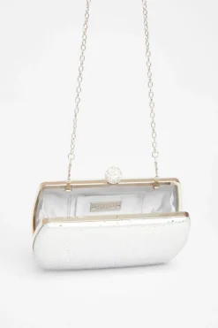 Handbags|Clutch Bags*Quiz Diamante Curve Box Bag Silver