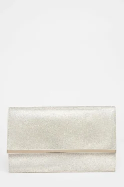 Handbags|Clutch Bags*Quiz Diamante Envelope Clutch Bag Silver