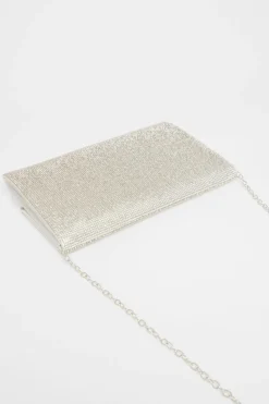 Handbags|Clutch Bags*Quiz Diamante Envelope Clutch Bag Silver