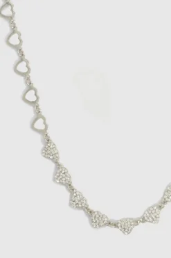 Necklaces*boohoo Diamante Heart Necklace silver
