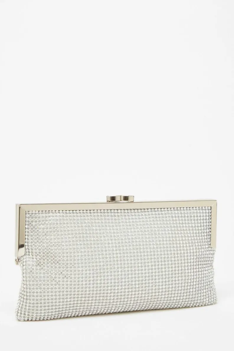 Handbags|Clutch Bags*Quiz Diamante Pouch Bag Silver