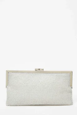 Handbags|Clutch Bags*Quiz Diamante Pouch Bag Silver