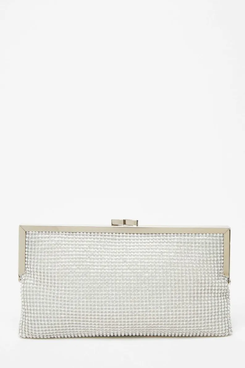Handbags|Clutch Bags*Quiz Diamante Pouch Bag Silver
