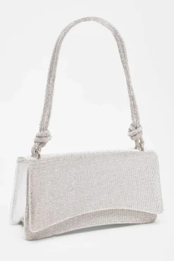 Shoulder Bags|Handbags*Quiz Diamante Shoulder Bag Silver