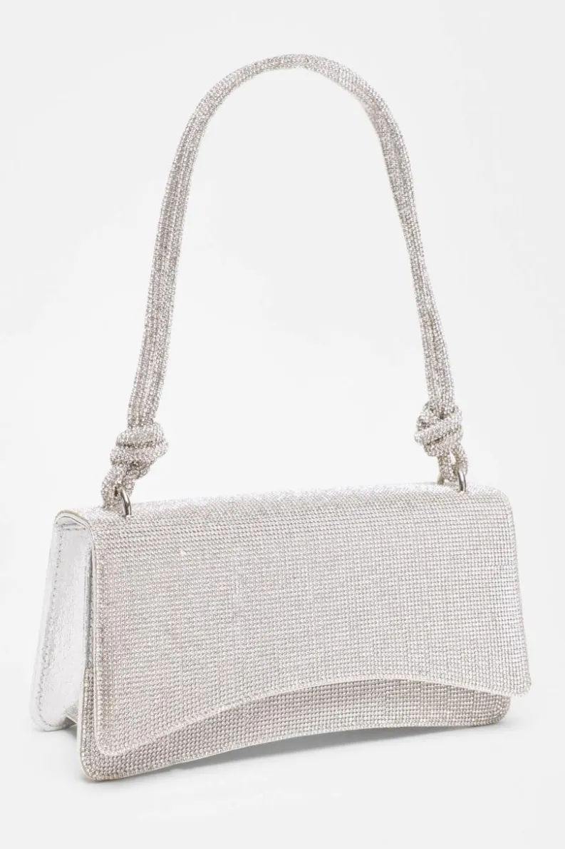 Shoulder Bags|Handbags*Quiz Diamante Shoulder Bag Silver