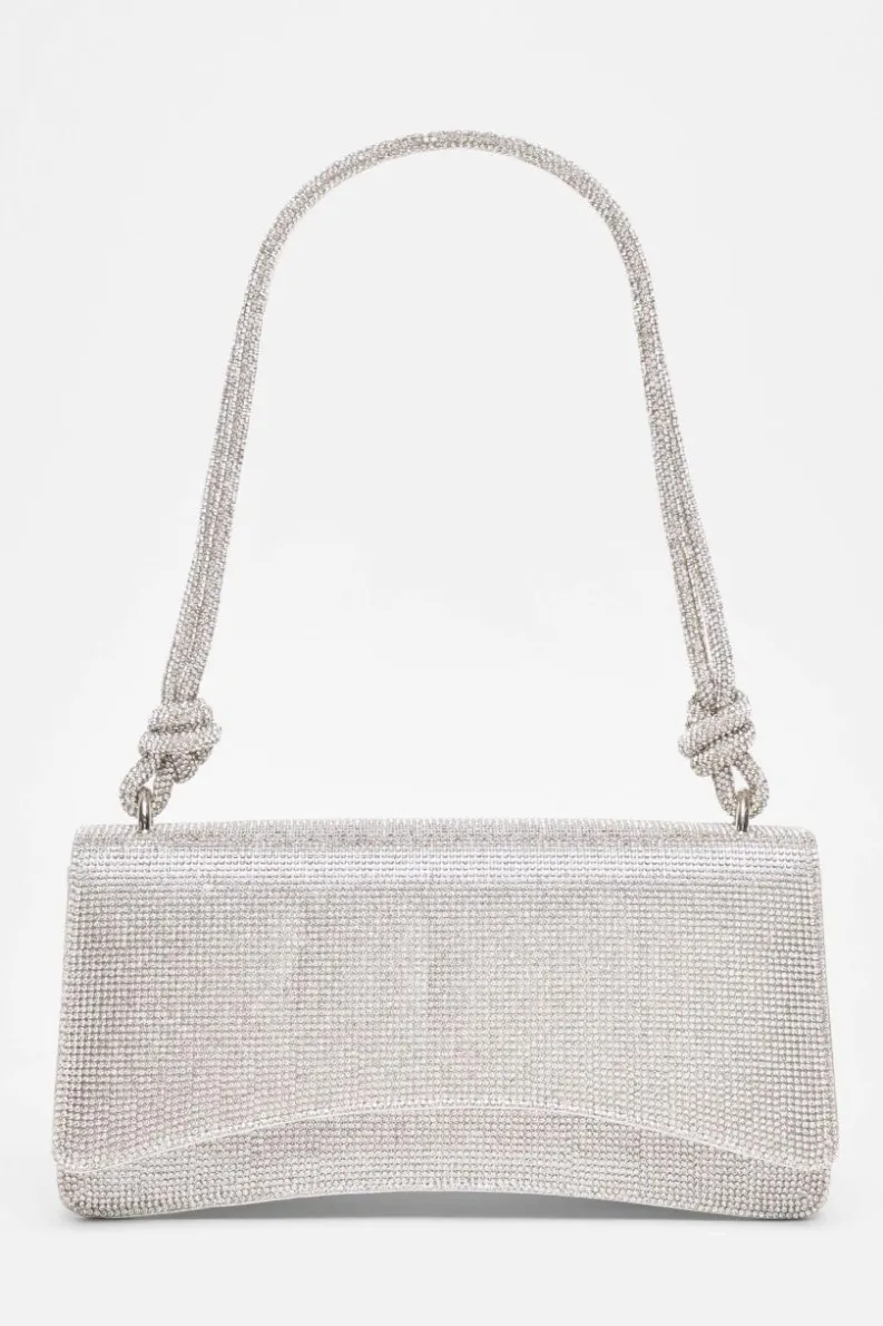 Shoulder Bags|Handbags*Quiz Diamante Shoulder Bag Silver