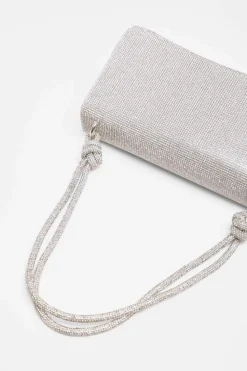 Shoulder Bags|Handbags*Quiz Diamante Shoulder Bag Silver