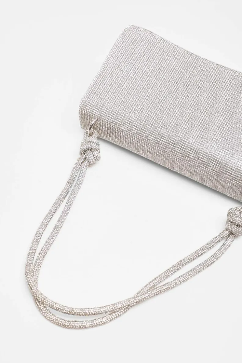 Shoulder Bags|Handbags*Quiz Diamante Shoulder Bag Silver